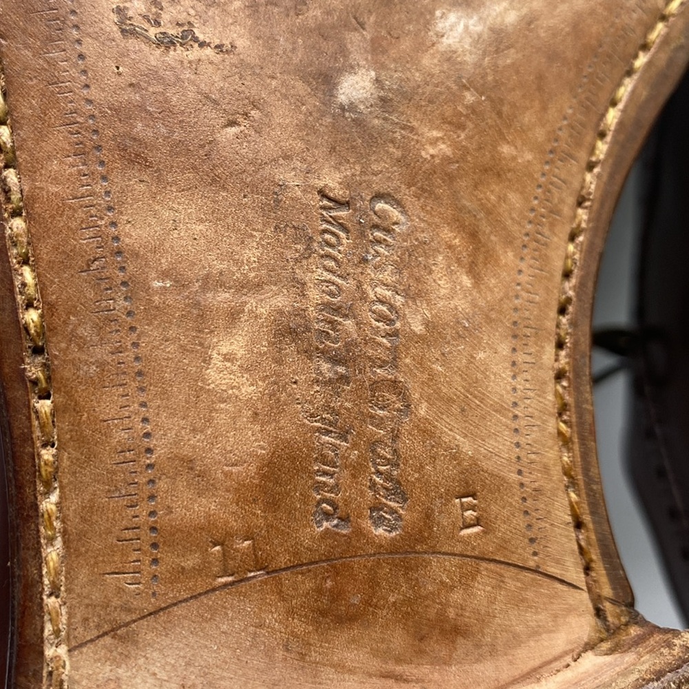 Church's Custom Grade Men Size 11 Brown Leather Plain Toe Derby Dress Shoes - Picture 10 of 16